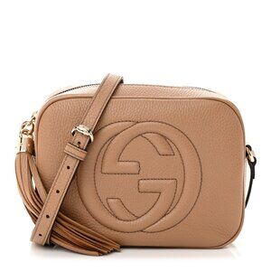 Gucci Pebbled Calfskin Small Soho Disco Bag Camelia